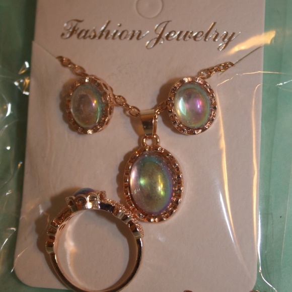 FASHION JEWELRY SET GOLD TONE COLORFUL STONE - Picture 4 of 4